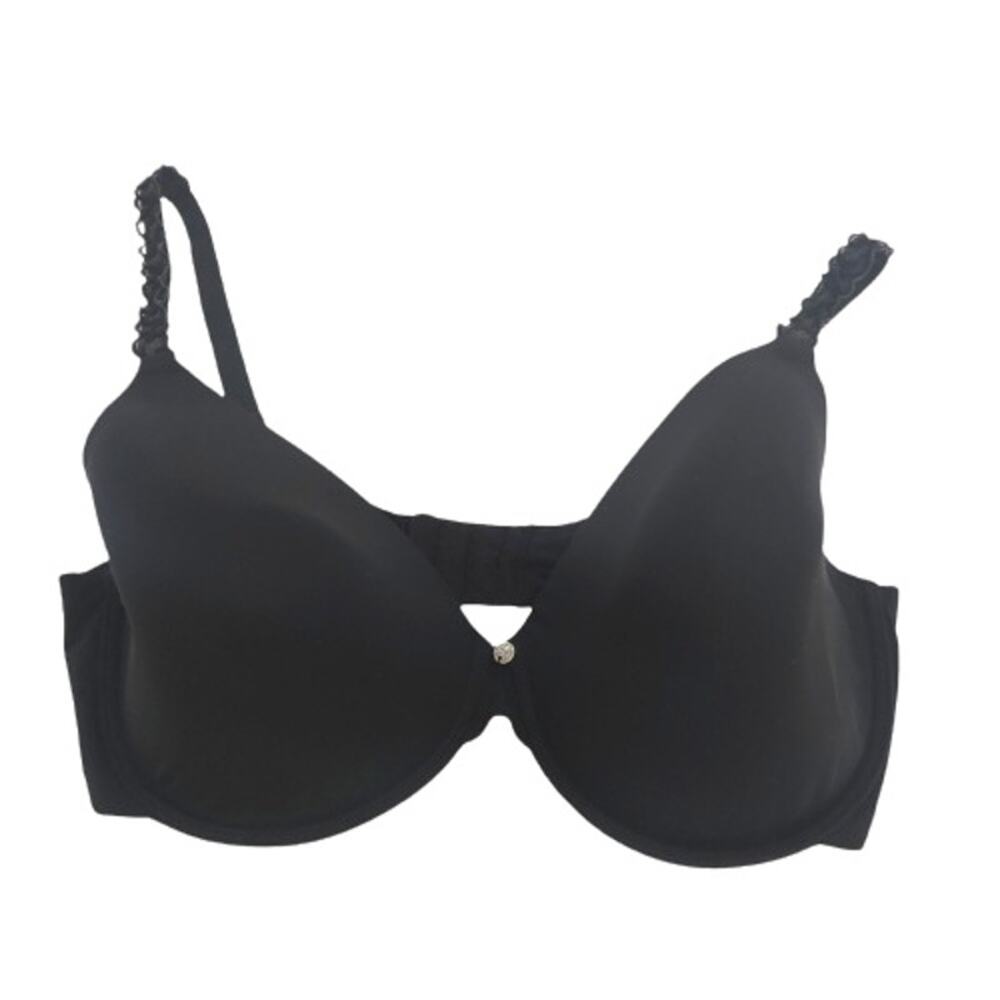 Natori Black Underwire Padded Bra 36DD 36E w/ Ruffled Straps